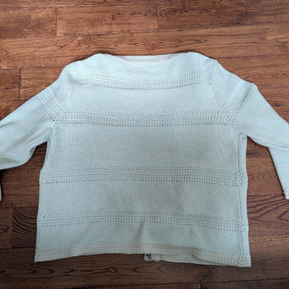 EUC CABI Society Mint Green Sweater Knit Cardigan Size Large - Picture 10 of 10
